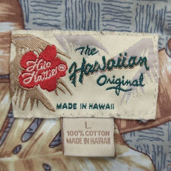 Hilo Hattie Geometric Floral Print Short Sleeve Button Down Shirt, Men's Large - Picture 3 of 6